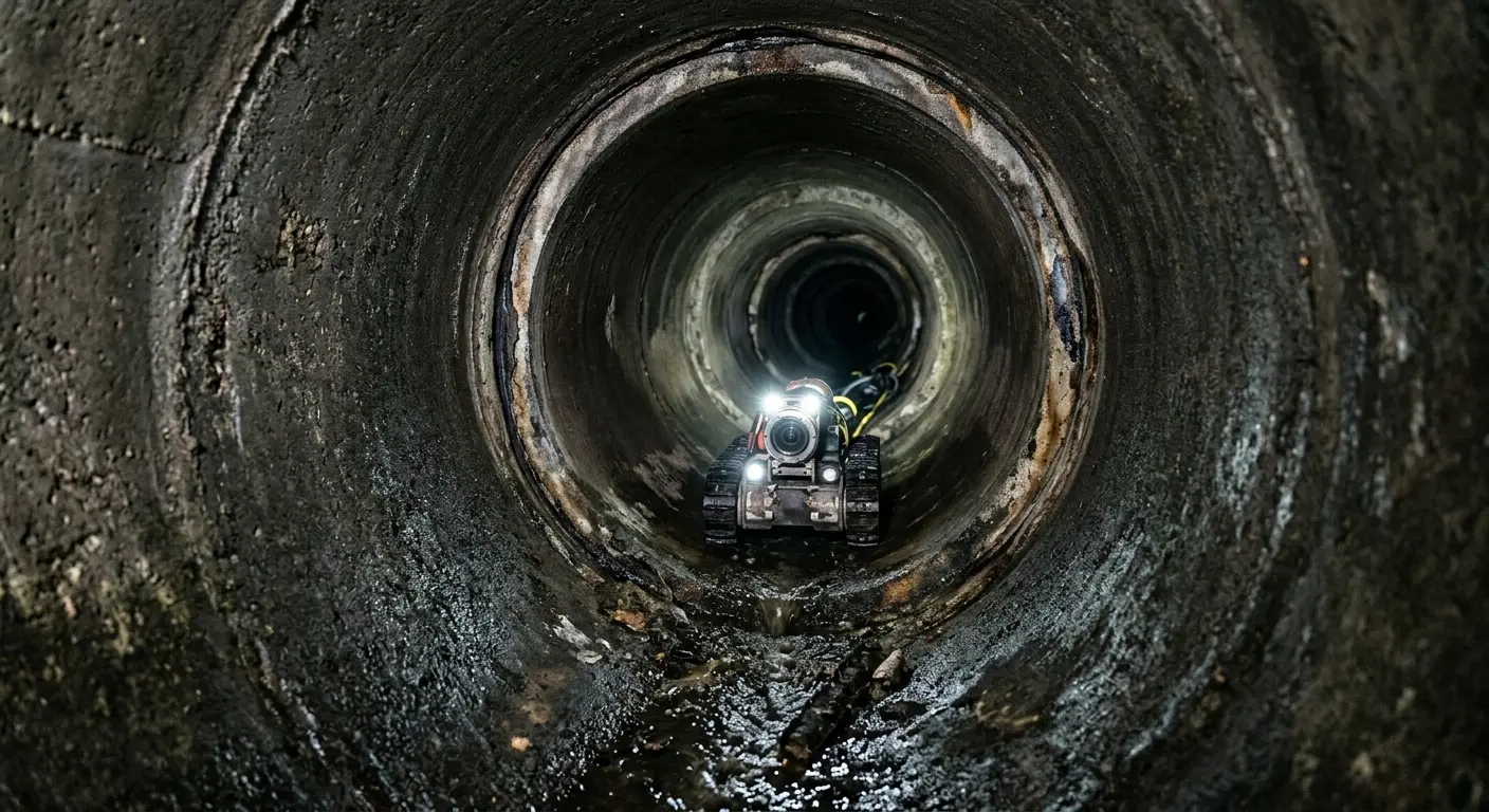 Robotic sewer camera inspecting pipe interior for Sewer Line Cleaning in Erlanger